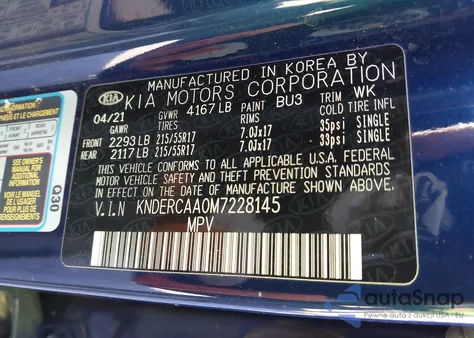 2021 Kia Seltos Ex from USA, damaged, VIN KNDERCAA0M7228145